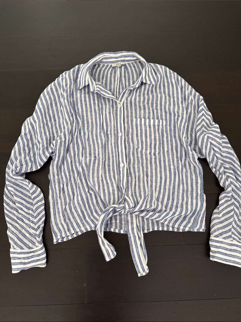 Rails Linen Tie Front Button Down Shirt
